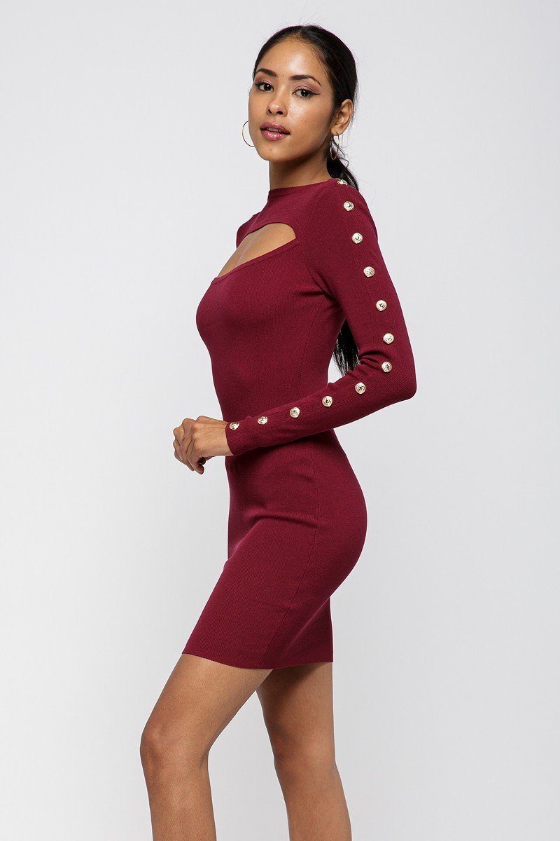 Button Down Sleeves Mini Dress - Absolute Fashion 2020