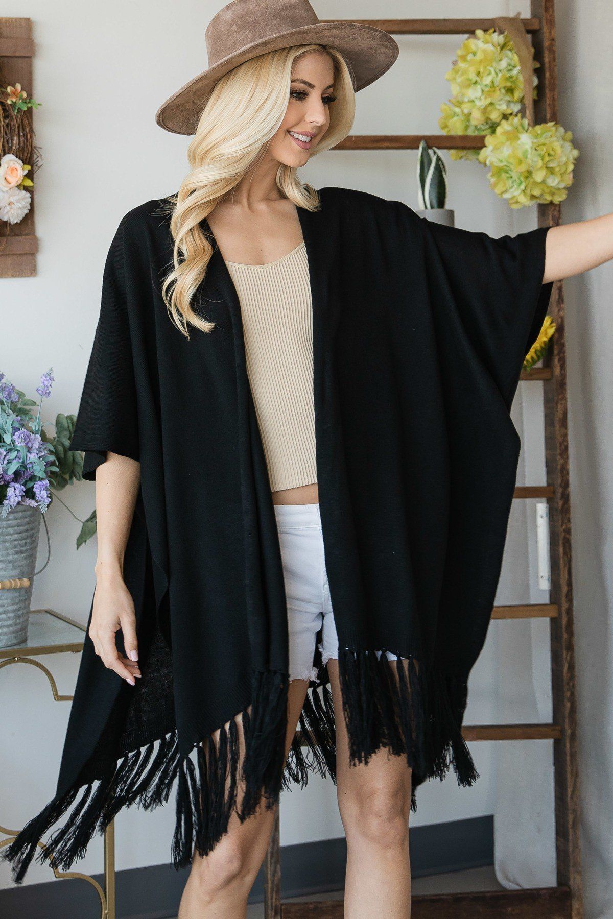 Draped Poncho Cardigan With String Detail - Absolute Fashion 2020