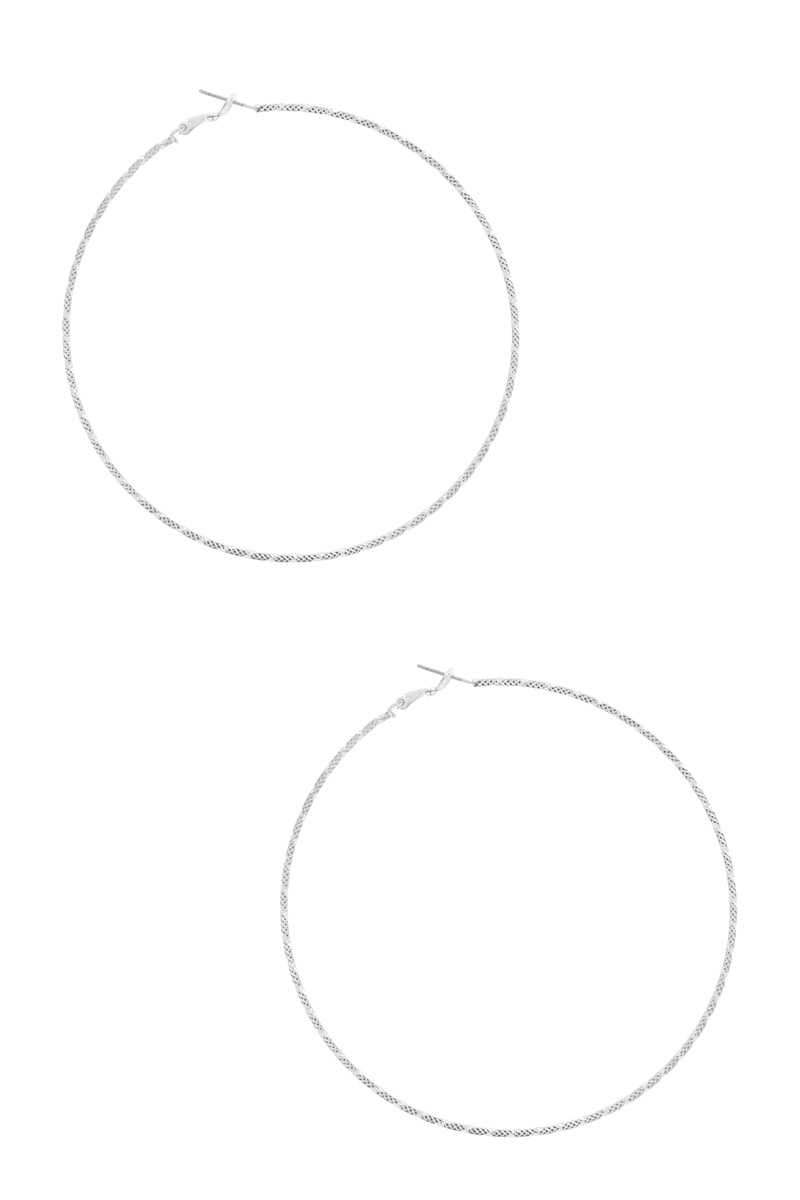 Textured Lined Metal Hoop Earring - Absolute Fashion 2020