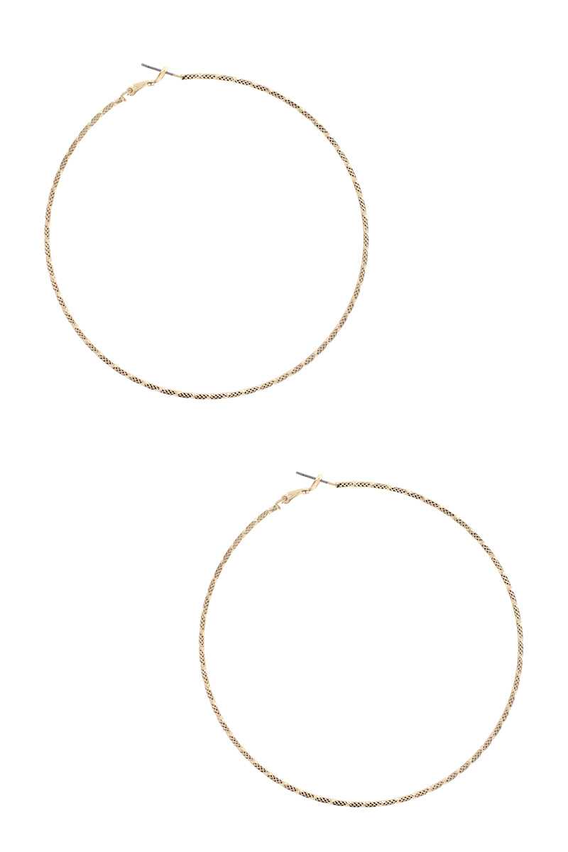 Textured Lined Metal Hoop Earring - Absolute Fashion 2020