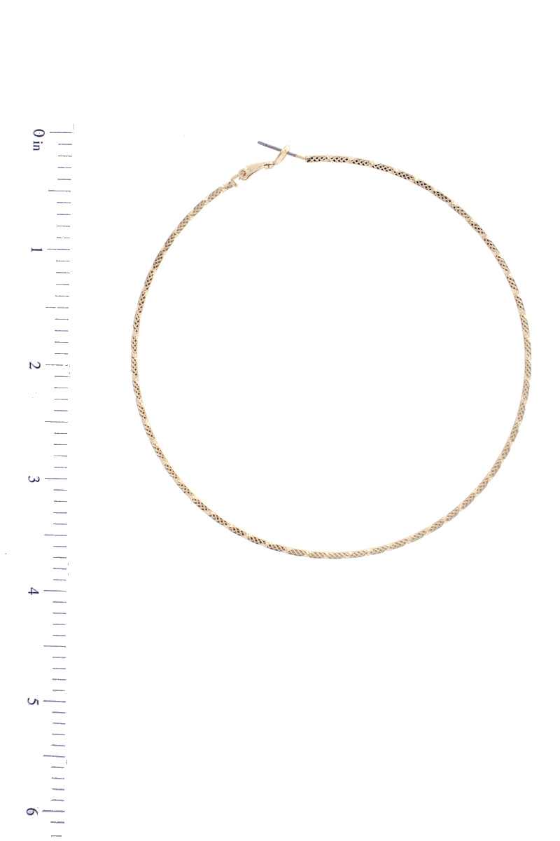 Textured Lined Metal Hoop Earring - Absolute Fashion 2020