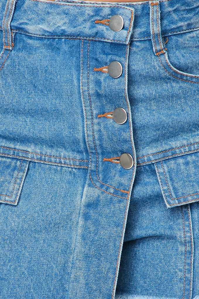 High Waisted Layered Denim Shorts With Pockets - Absolute Fashion 2020