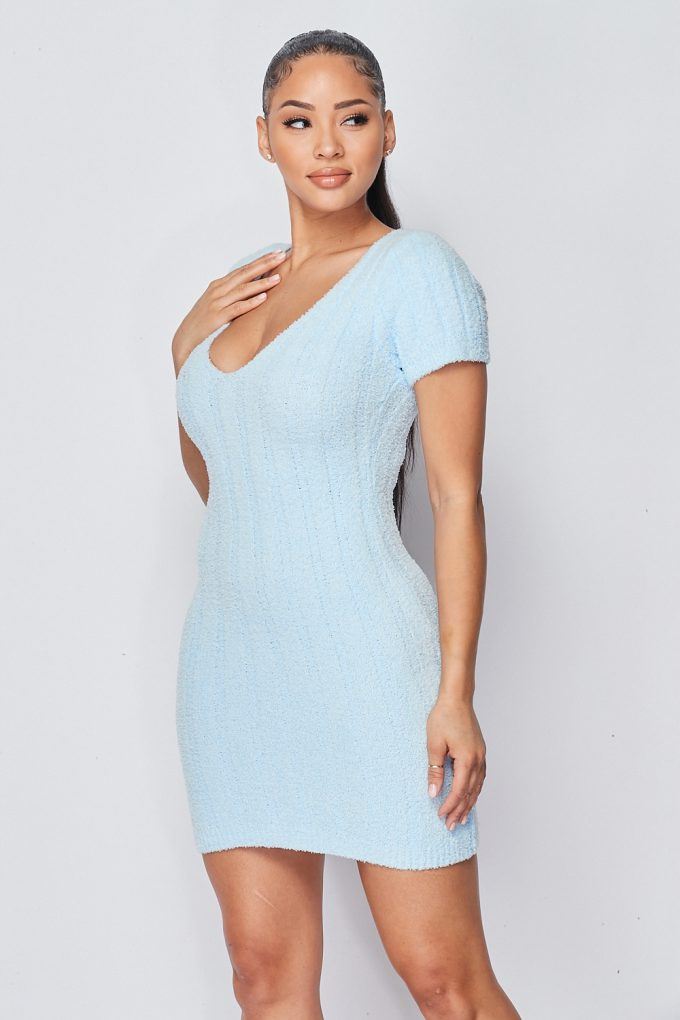 Super Soft Scoop Neck Ribbed Dress - Absolute Fashion 2020