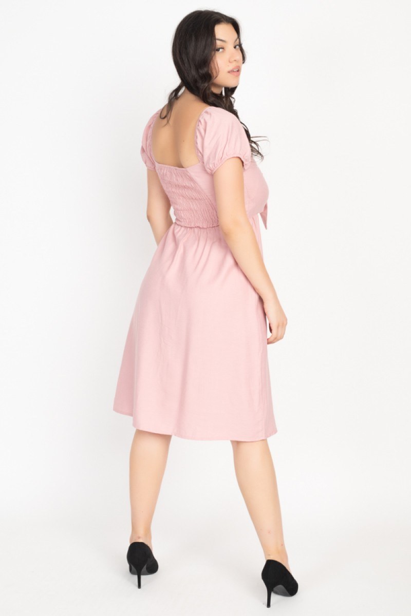 Front Tie Cutout Smocked Dress - Absolute Fashion 2020