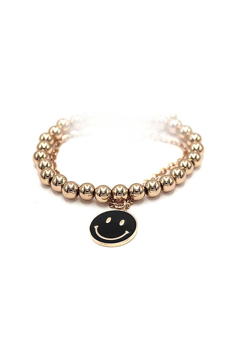 Fashion Smiley Face Metal Bead Bracelet - Absolute Fashion 2020