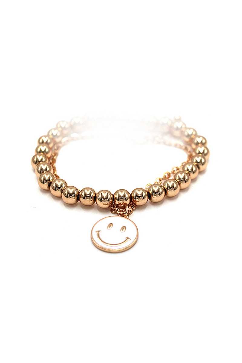 Fashion Smiley Face Metal Bead Bracelet - Absolute Fashion 2020