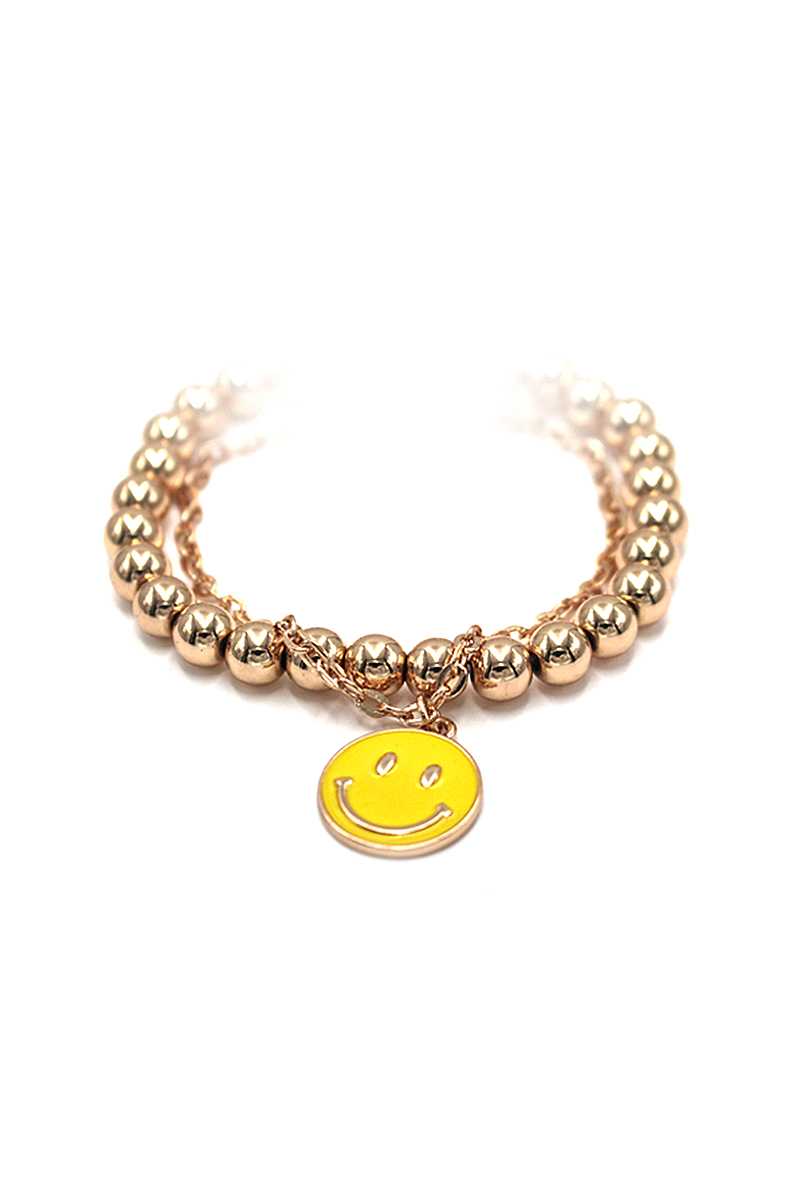 Fashion Smiley Face Metal Bead Bracelet - Absolute Fashion 2020