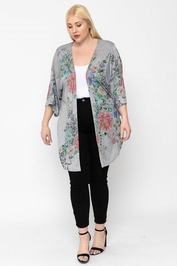 Floral Print, Long Body Cardigan - Absolute Fashion 2020