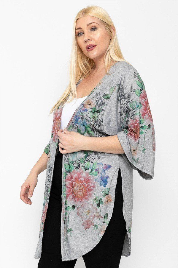Floral Print, Long Body Cardigan - Absolute Fashion 2020