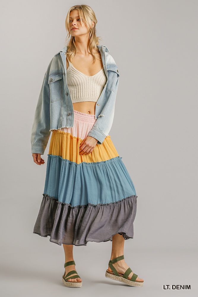 Collar Button Down Denim Jacket With Chest Pockets - Absolute Fashion 2020