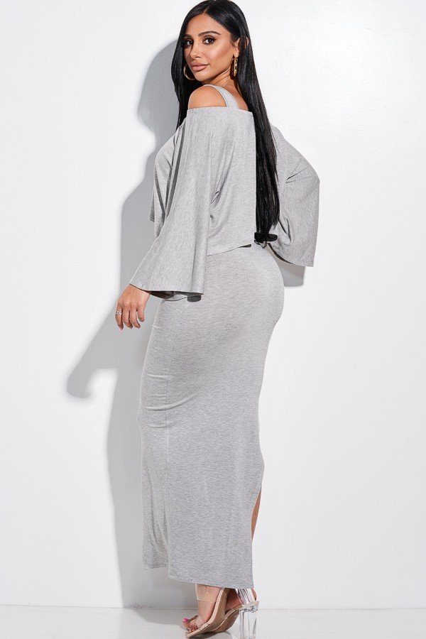Solid Rayon Spandex Midi Length Tank Dress And Slouchy Cape Top Two Piece Set - Absolute Fashion 2020
