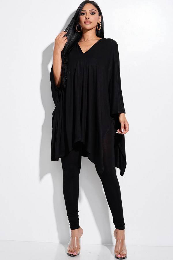 Solid Heavy Rayon Spandex Cape Top And And Leggings 2 Piece Set - Absolute Fashion 2020