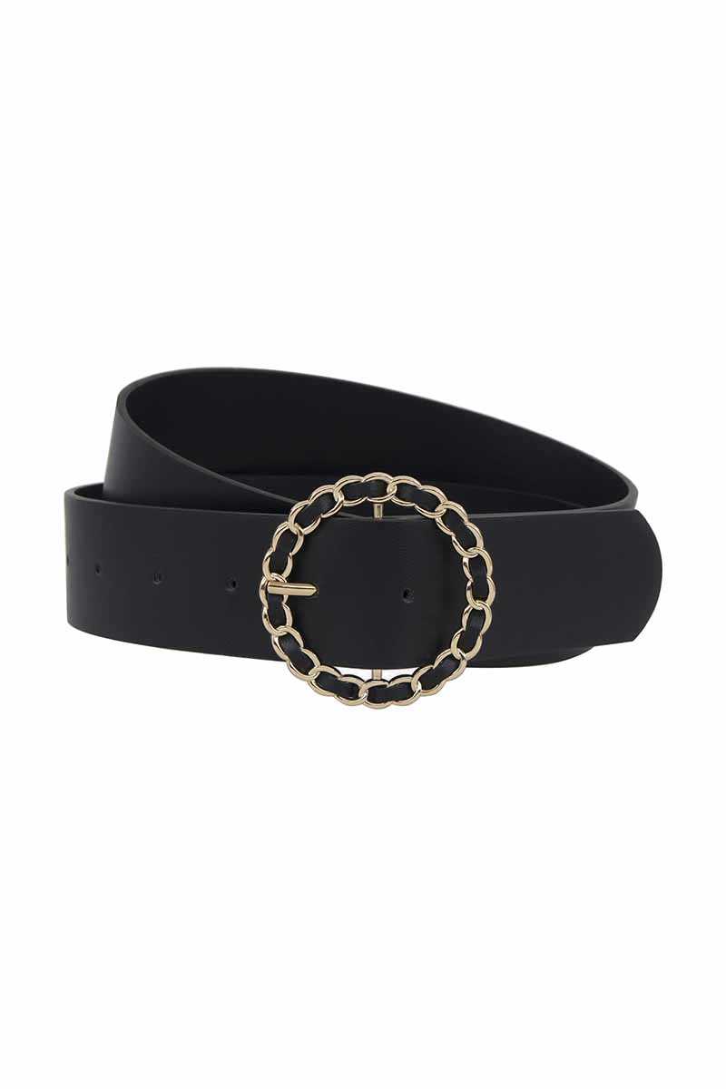 Pu Looped Circle Chain Buckle Belt - Absolute Fashion 2020