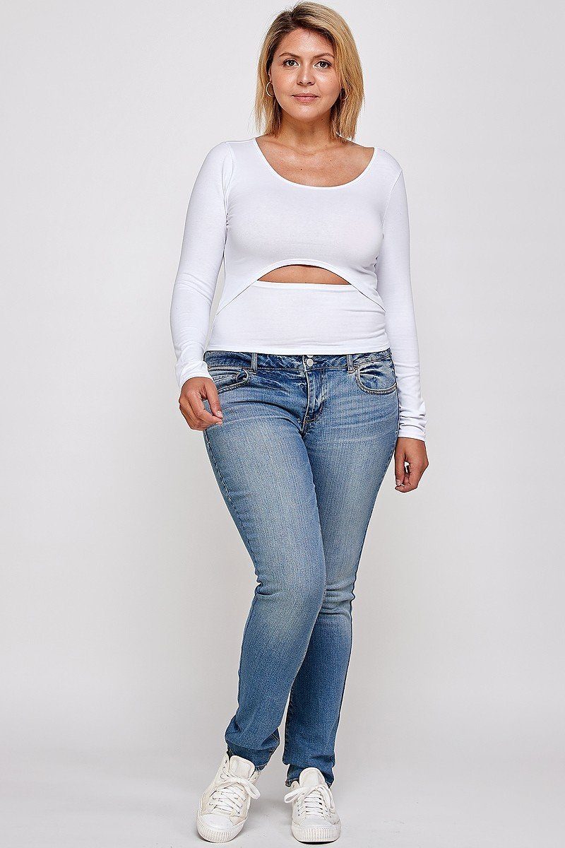 Solid Round Neck Top, With Long Sleeves, And Cut-out Detail - Absolute Fashion 2020