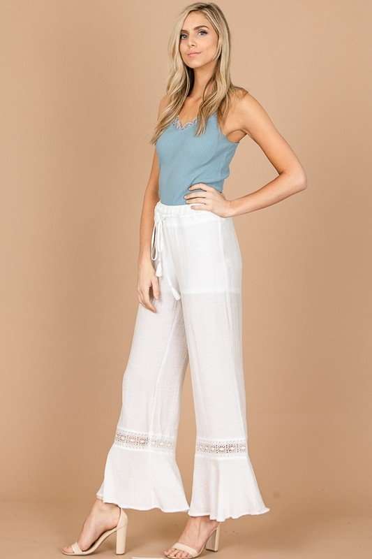 Laced Sheer Wide Leg Palazzo Pants - Absolute Fashion 2020