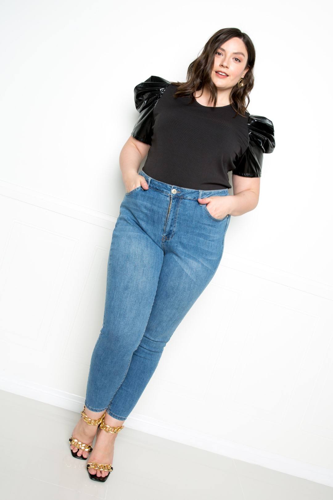 Faux Leather Puff Sleeve Top - Absolute Fashion 2020
