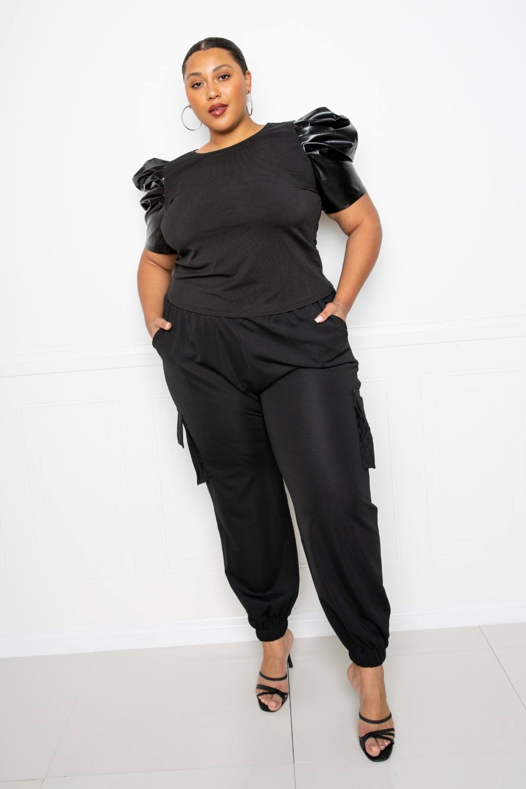 Faux Leather Puff Sleeve Top - Absolute Fashion 2020