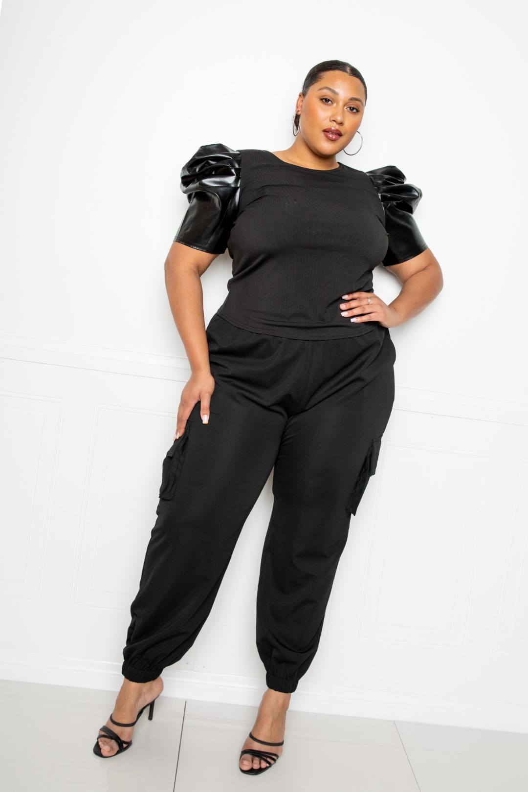 Faux Leather Puff Sleeve Top - Absolute Fashion 2020