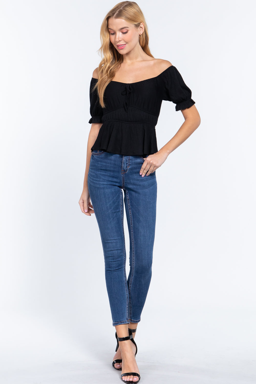 Short Off Shoulder Knit Gauze Top - Absolute Fashion 2020