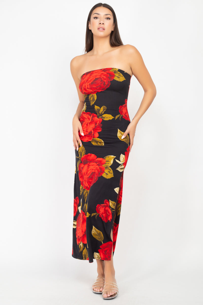Floral Strapless Maxi Dress - Absolute Fashion 2020