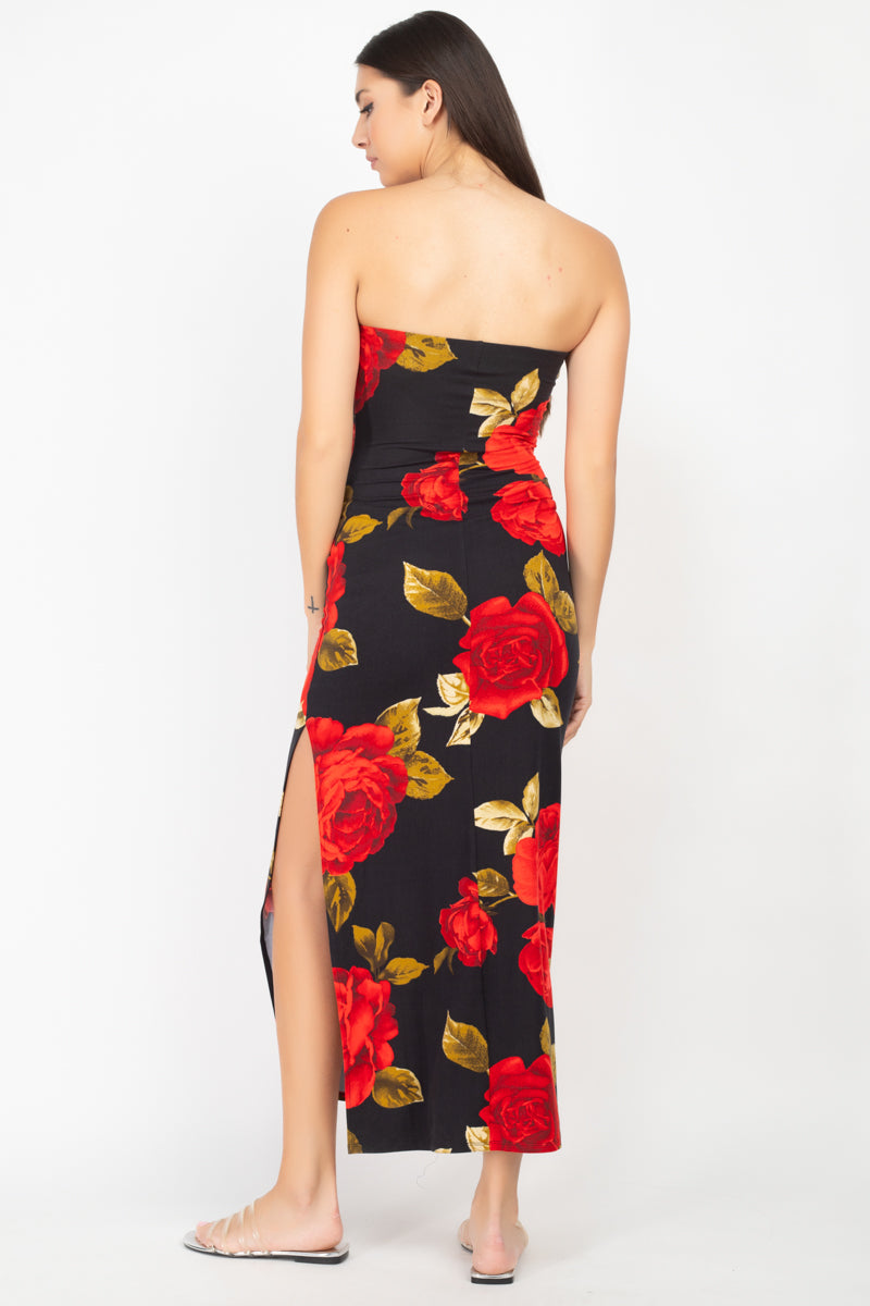 Floral Strapless Maxi Dress - Absolute Fashion 2020