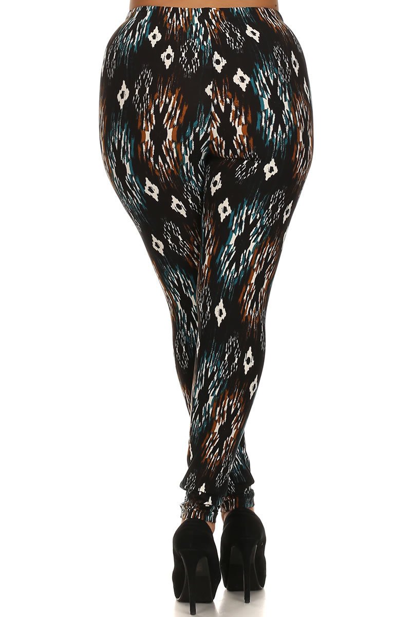 Tribal Print, Lined Leggings With Elastic Waist - Absolute Fashion 2020