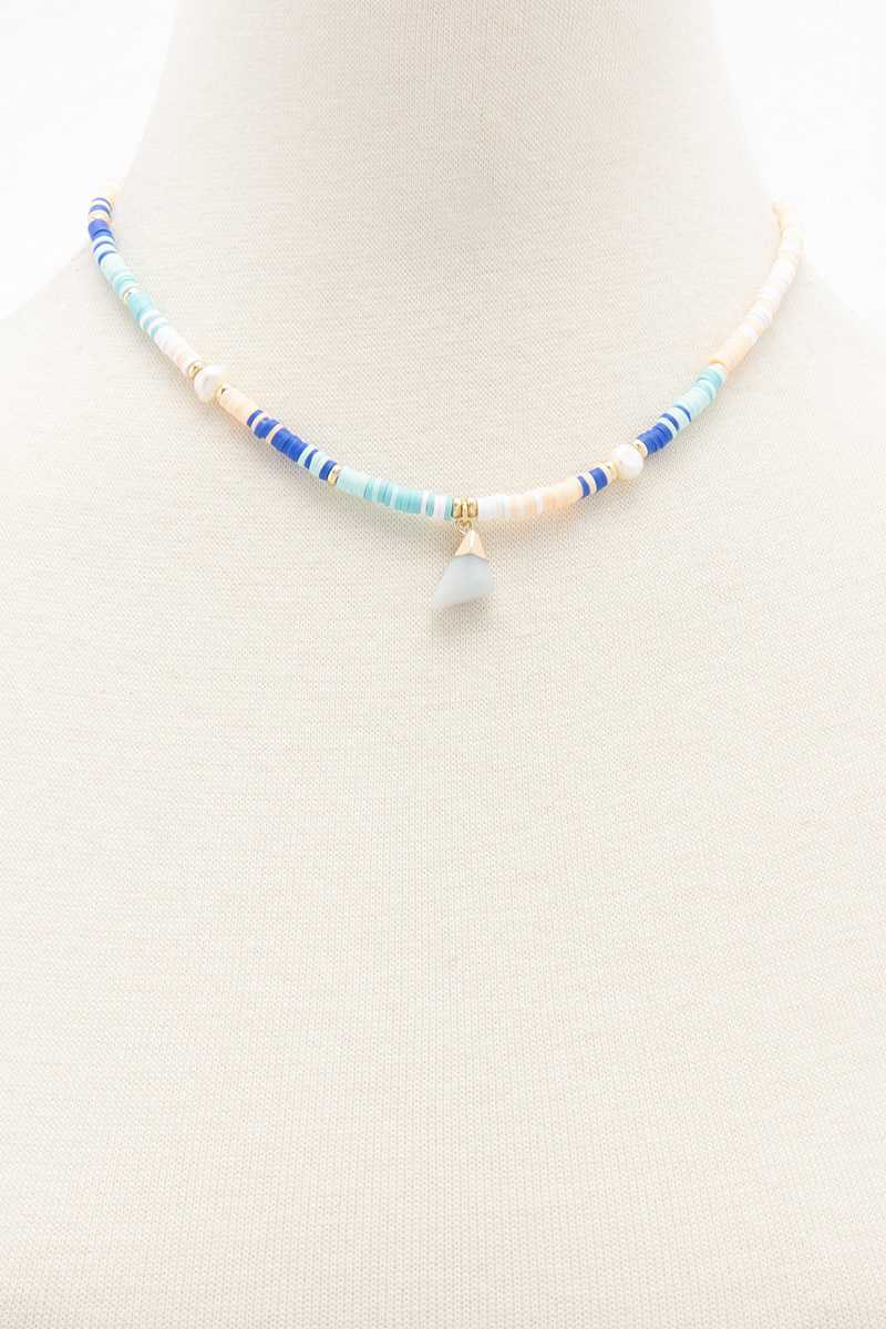Dainty Stone Charm Rubber Disk Bead Necklace - Absolute Fashion 2020