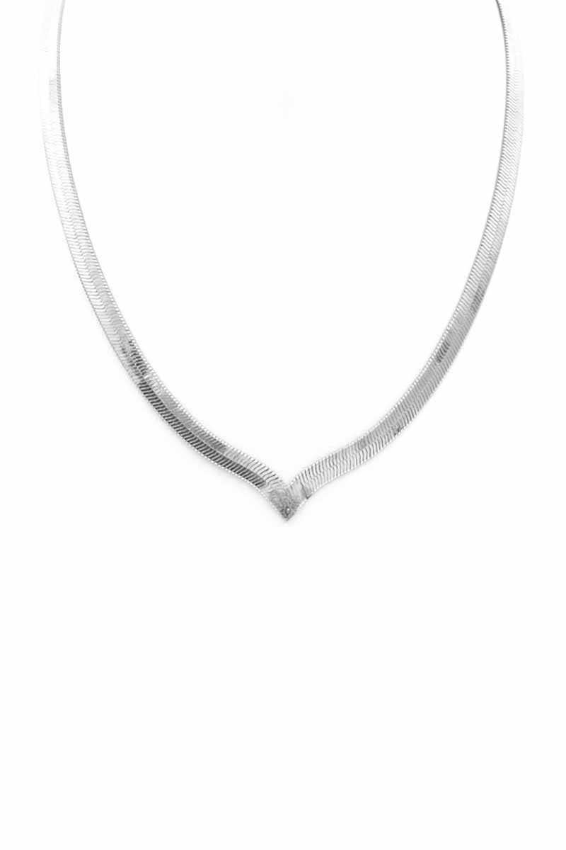 Herringbone Metal Chain V Necklace - Absolute Fashion 2020