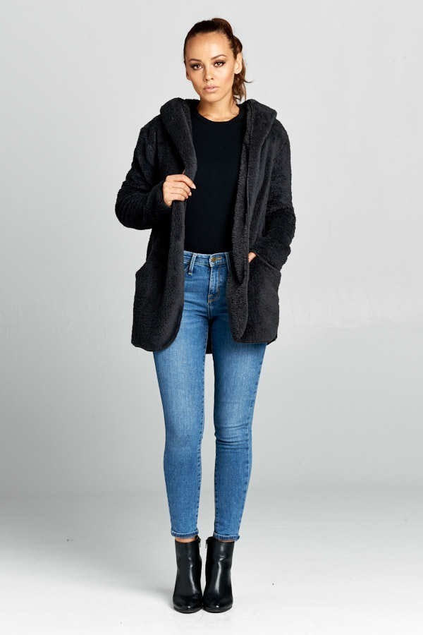 Hooded Fuzzy Fur Jacket - Absolute Fashion 2020