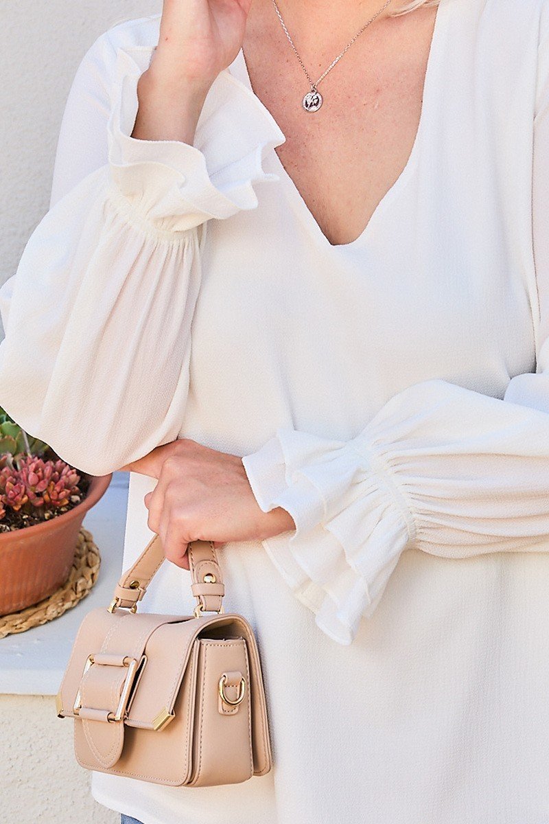 V Neck Tier Ruffle Sleeve Top - Absolute Fashion 2020