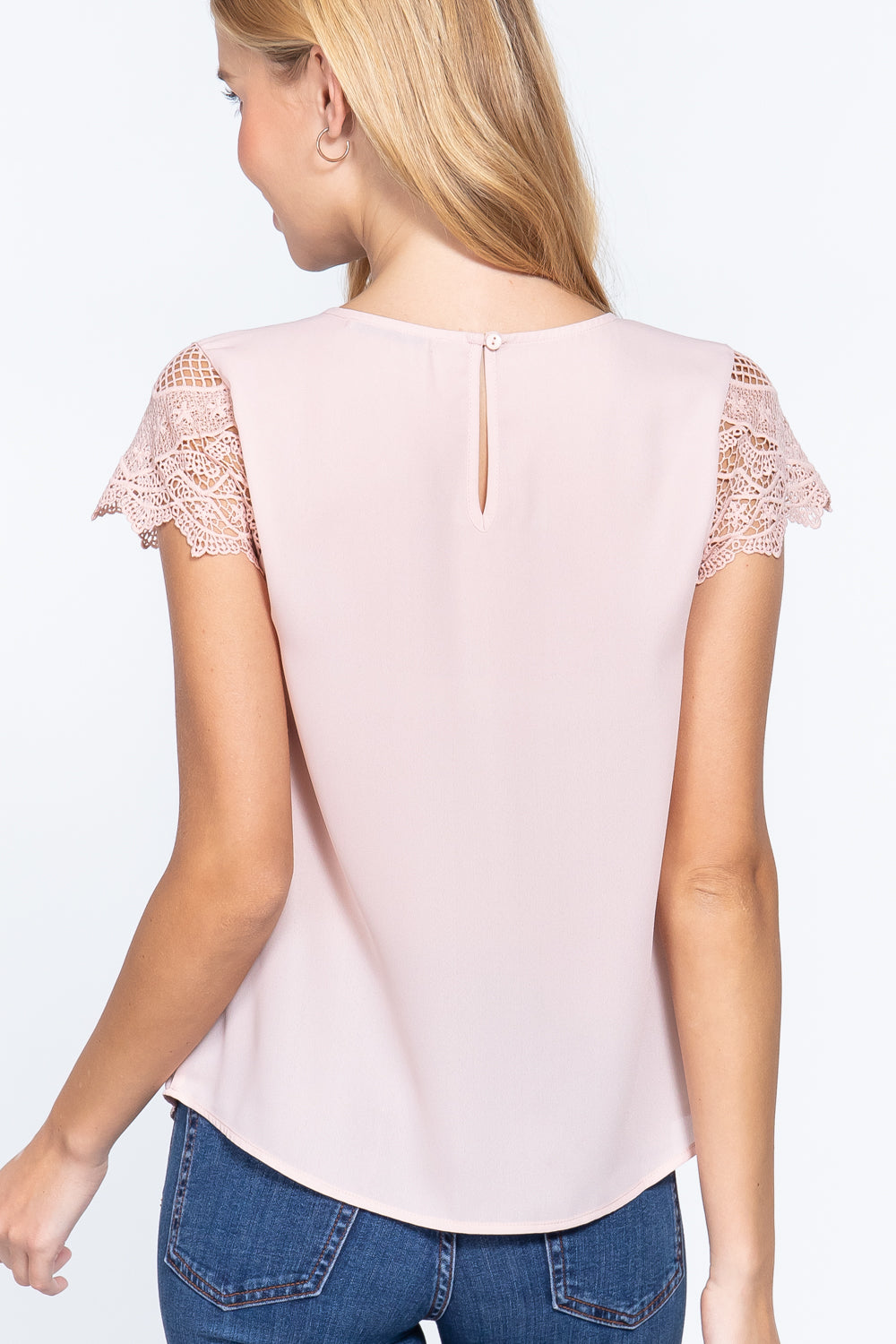 Scallop Lace Slv Woven Top - Absolute Fashion 2020