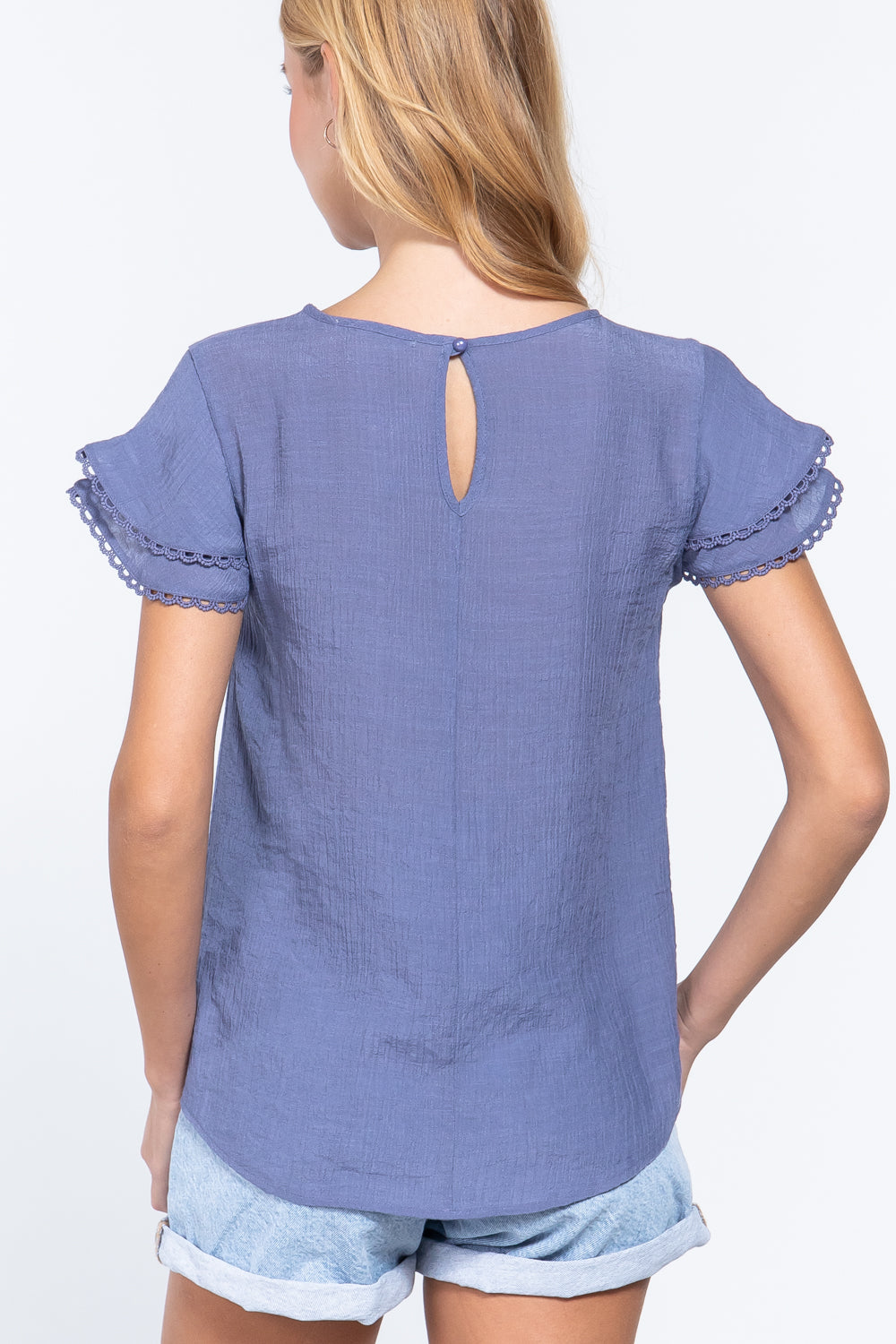Short Cap Ruffl Slv Woven Top - Absolute Fashion 2020