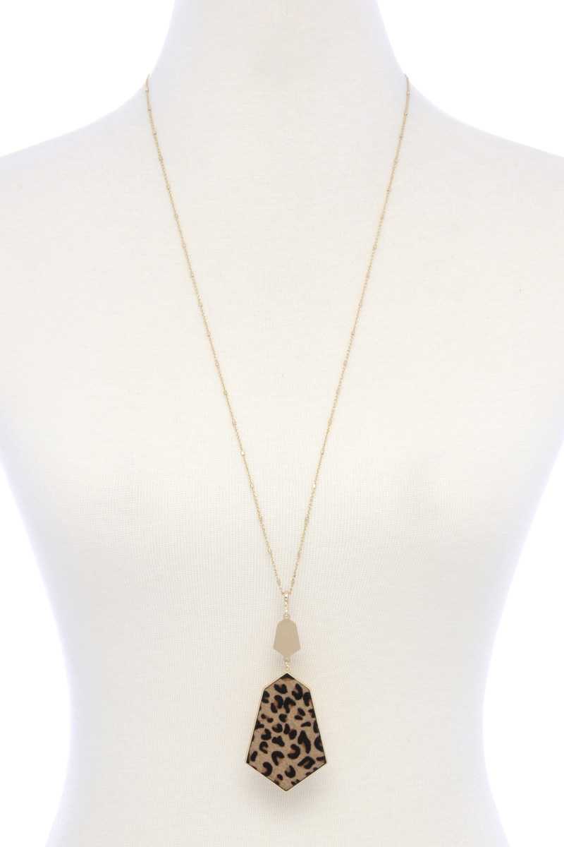 Faux Fur Animal Print Pendant Necklace - Absolute Fashion 2020