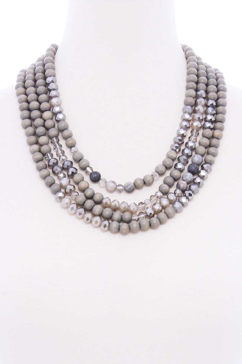 Chunky 4 Layered Bead Multi Necklace - Absolute Fashion 2020