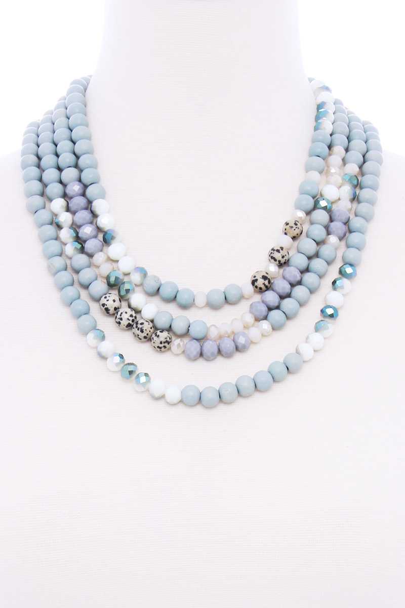 Chunky 4 Layered Bead Multi Necklace - Absolute Fashion 2020