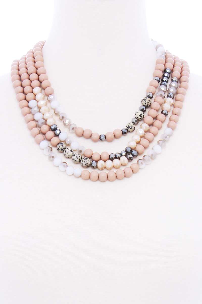 Chunky 4 Layered Bead Multi Necklace - Absolute Fashion 2020
