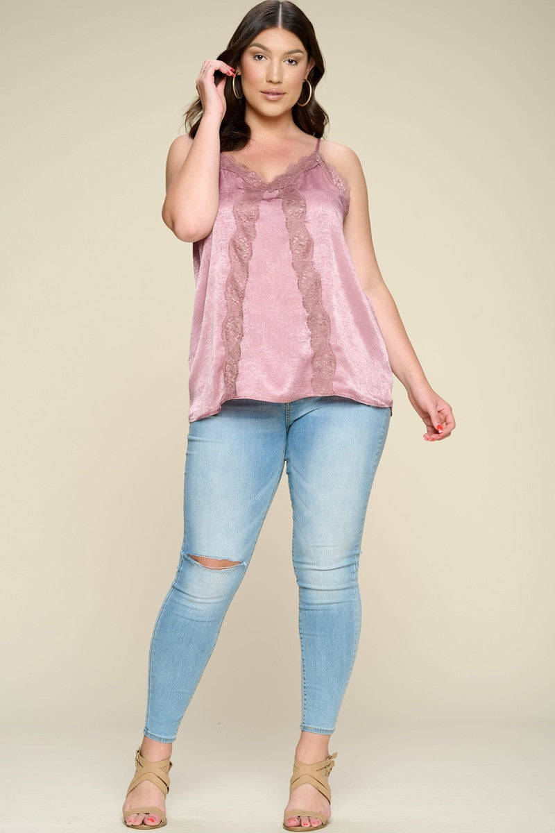 Solid Satin Sleeveless Cami Woven Tank Top - Absolute Fashion 2020