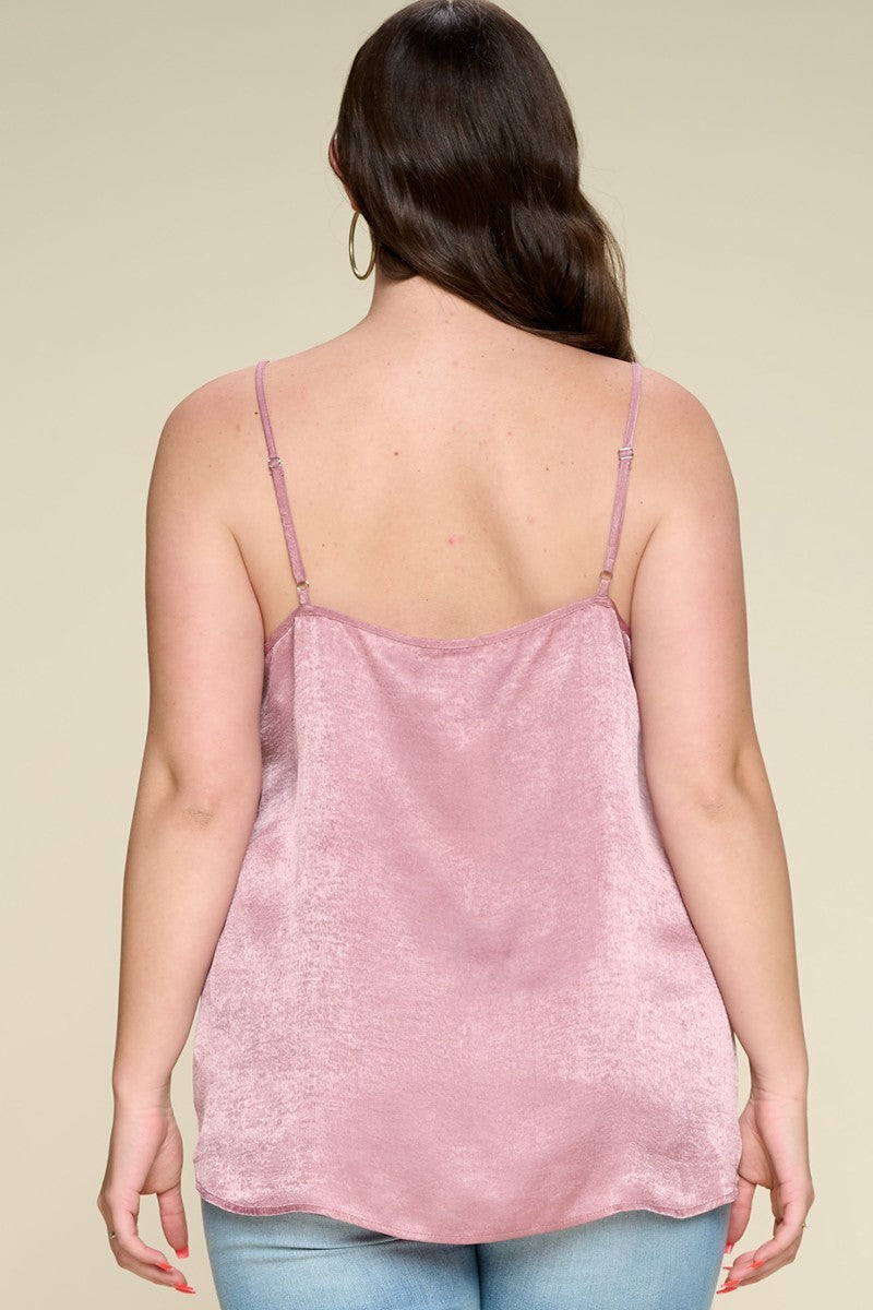 Solid Satin Sleeveless Cami Woven Tank Top - Absolute Fashion 2020