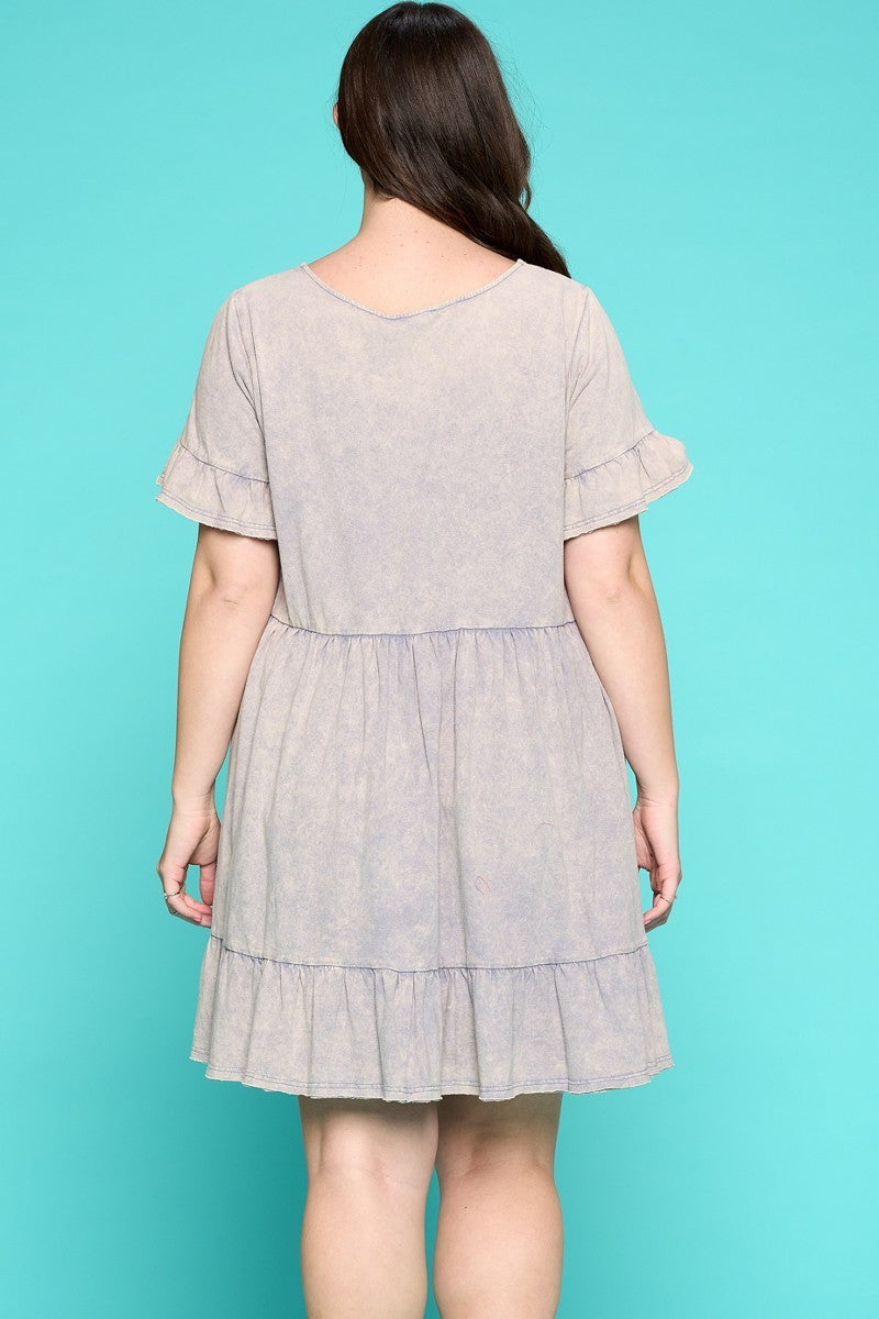 Solid Washed Knit Tiered Mini Dress - Absolute Fashion 2020