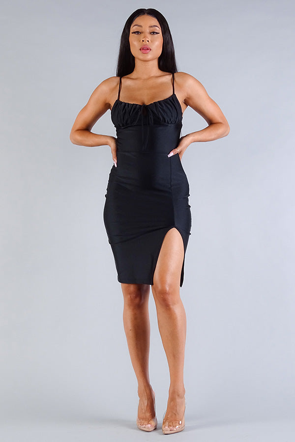 Spaghetti Ruched Bust Midi Dress - Absolute Fashion 2020