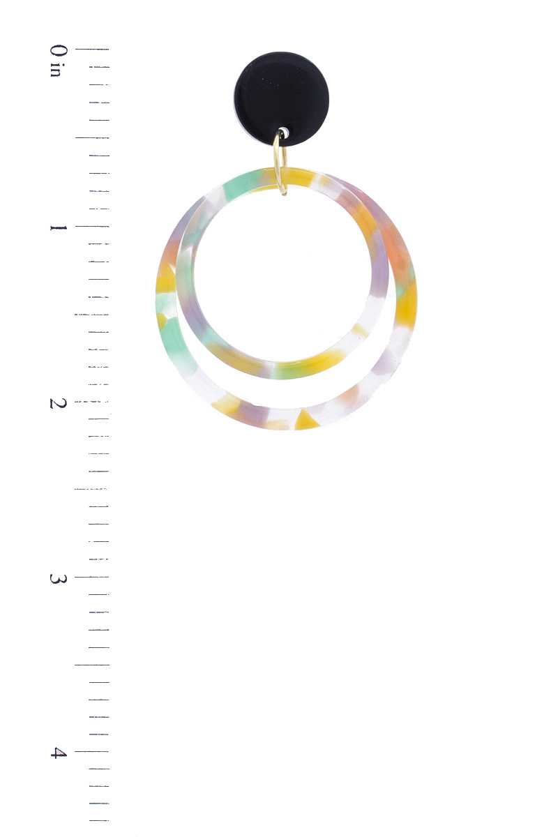 Acetate Double Circle Post Drop Earring - Absolute Fashion 2020