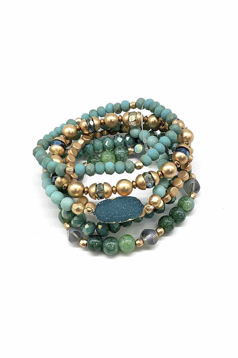 Druzy Crystal Natural Stone Bead Stretch Bracelet - Absolute Fashion 2020