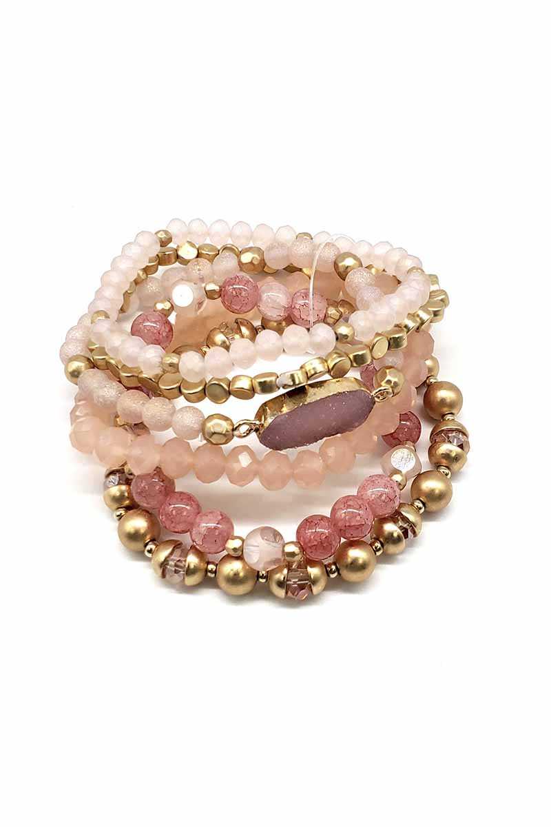 Druzy Crystal Natural Stone Bead Stretch Bracelet - Absolute Fashion 2020