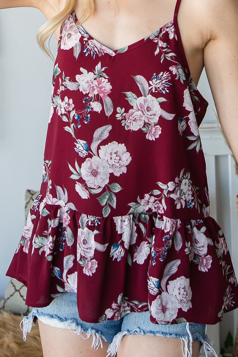 Floral Spaghetti Strap Tank Top - Absolute Fashion 2020