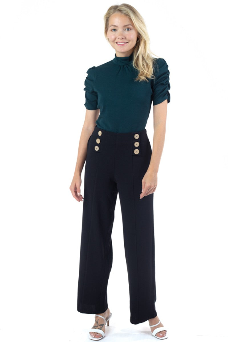 Ruched Sleeve Mock Neck Top - Absolute Fashion 2020