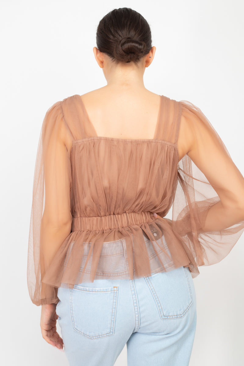 Sheer Mesh Crochet Peplum Top - Absolute Fashion 2020