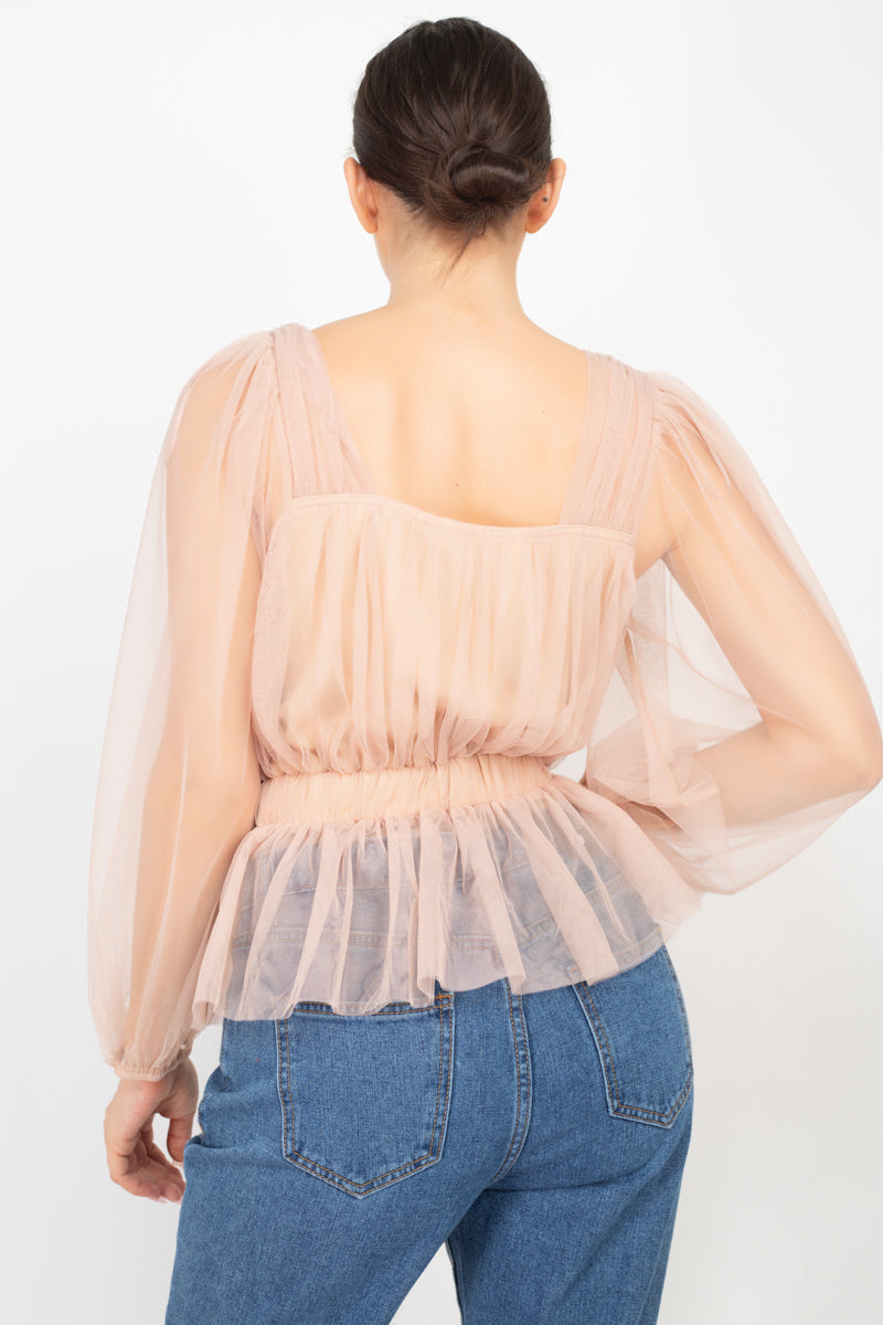 Sheer Mesh Crochet Peplum Top - Absolute Fashion 2020