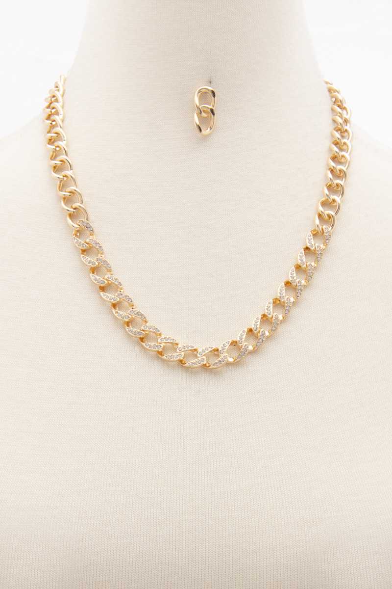 Rhinestone Curb Link Necklace - Absolute Fashion 2020