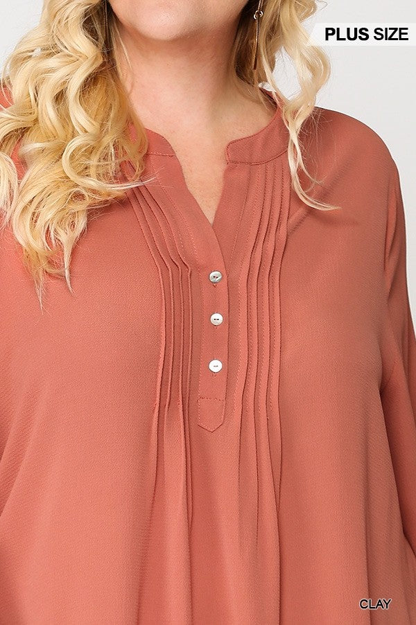 Bubble Crepe Ruffled Sleeves Pintuck Detail Top - Absolute Fashion 2020