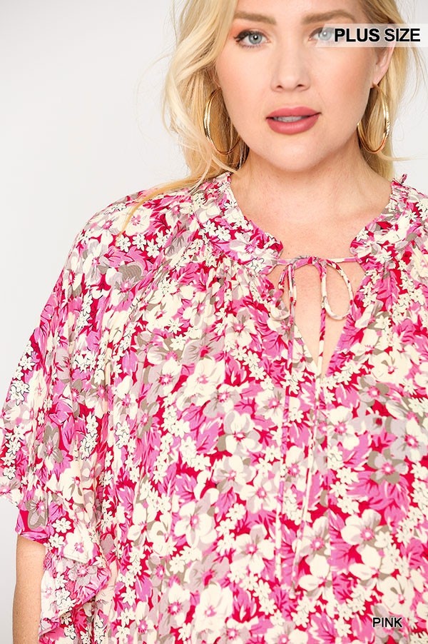 Floral Frill Detail Flowy Maxi Dress With Neck Tie - Absolute Fashion 2020